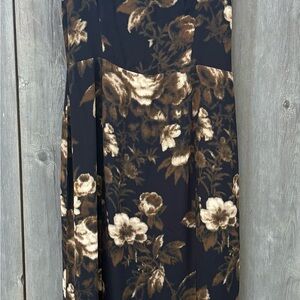 Reformation Black and Brown Floral Midi Dress
